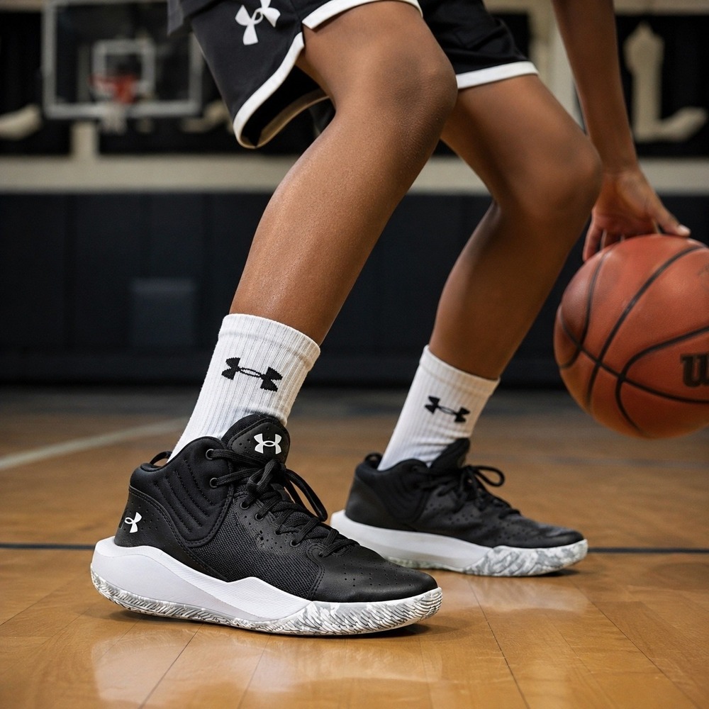 Under Armour Lockdown 5 Basketball Shoes Black White Youth 6.5Y